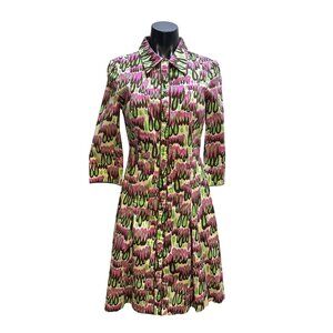 TIBI Vintage Multicolor Abstract Print Button-Down Dress Size 8